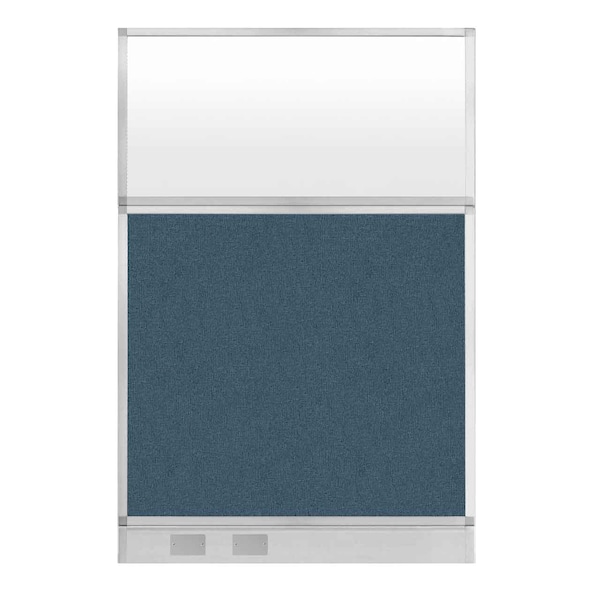 Hush Panel Cubicle Partition 4' x 6' W/ Window Caribbean Fabric Frosted Window W/ Cable Channel